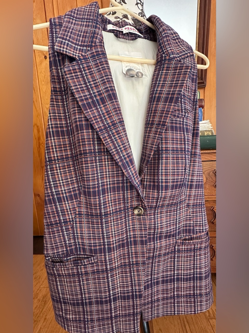 Free People Sora Plaid Vest medium Retail $168 NWT
